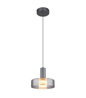 Grant Pendant Ceiling Light Grey Matt Smoke Glass Shade LED 3000K-1