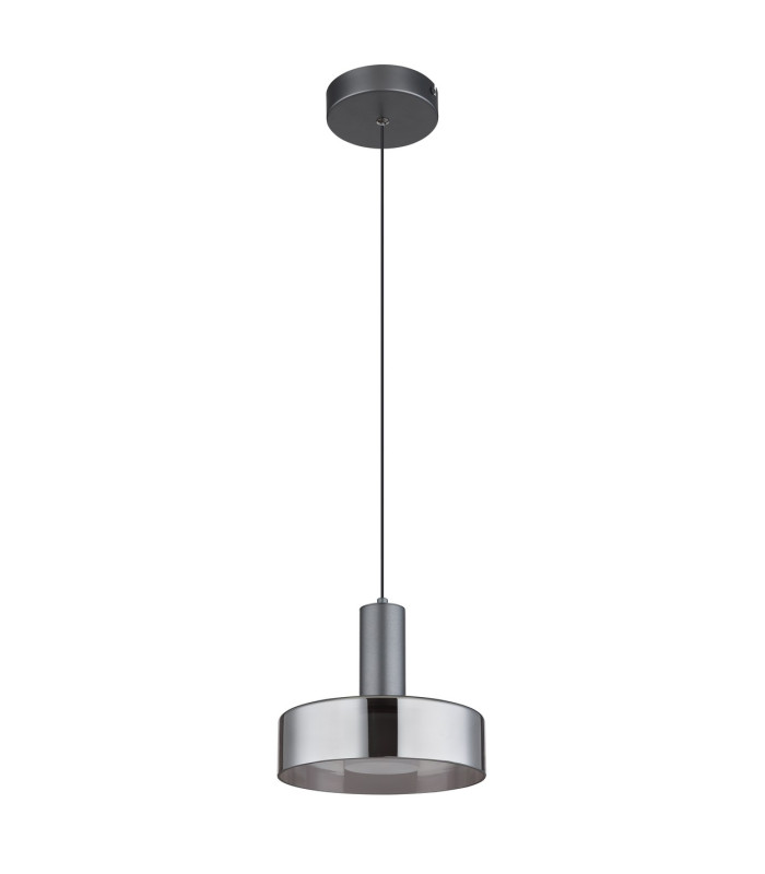 Grant Pendant Ceiling Light Grey Matt Smoke Glass Shade LED 3000K-2