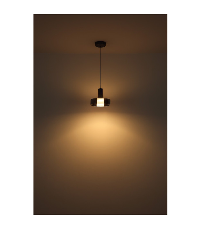 Grant Pendant Ceiling Light Grey Matt Smoke Glass Shade LED 3000K-4