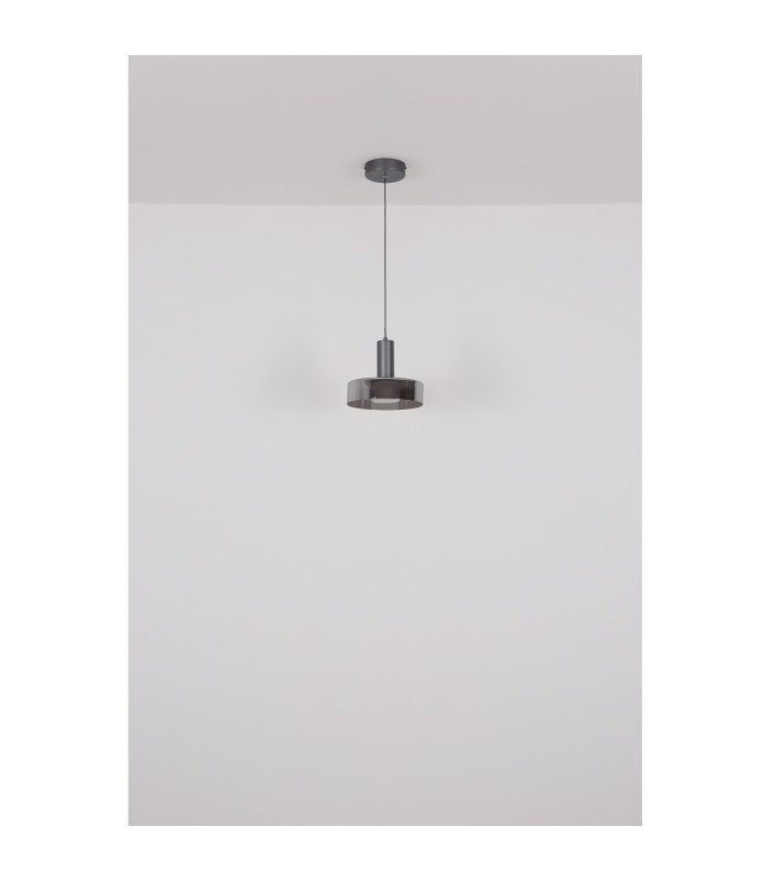 Grant Pendant Ceiling Light Grey Matt Smoke Glass Shade LED 3000K-6