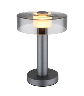 Grant Integrated LED Table Lamp Grey Matt Smoke Glass Shade LED 3000K-1