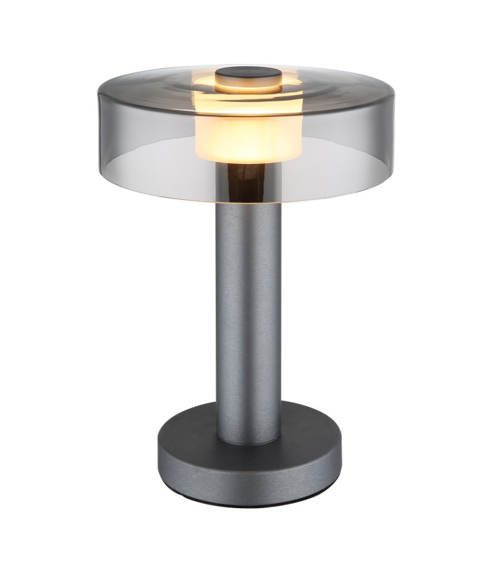 Grant Integrated LED Table Lamp Grey Matt Smoke Glass Shade LED 3000K-1
