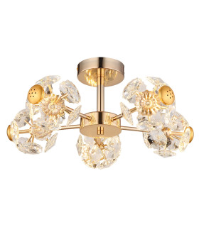 Floriella Ceiling Light Gold Colors Crystals Clear Glass Shade LED 3000K-1