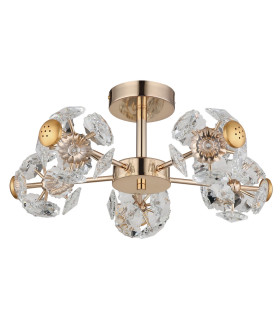 Floriella Ceiling Light Gold Colors Crystals Clear Glass Shade LED 3000K-2