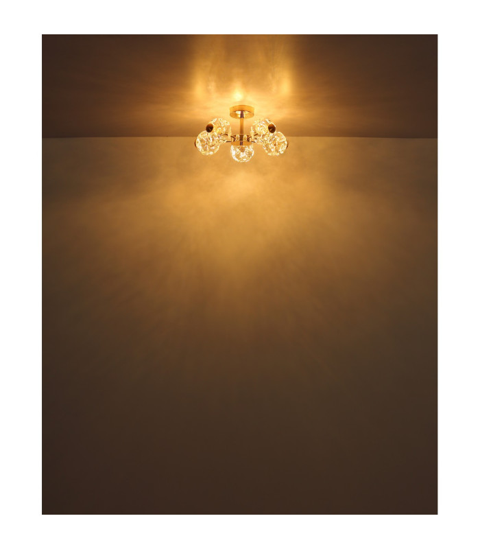 Floriella Ceiling Light Gold Colors Crystals Clear Glass Shade LED 3000K-4