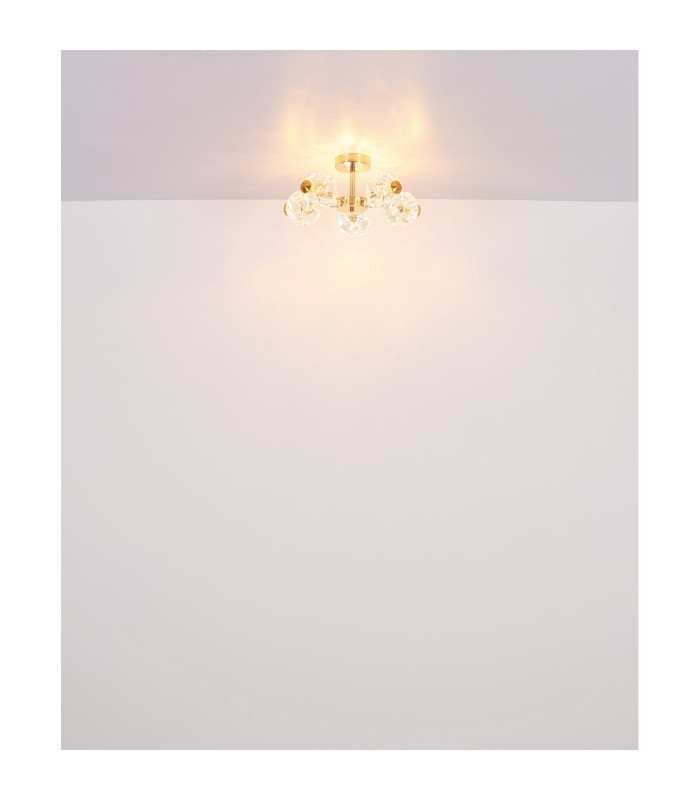 Floriella Ceiling Light Gold Colors Crystals Clear Glass Shade LED 3000K-5