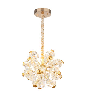 Floriella Pendant Ceiling Light Gold Colors Crystals Clear Glass Shade LED 3000K-1