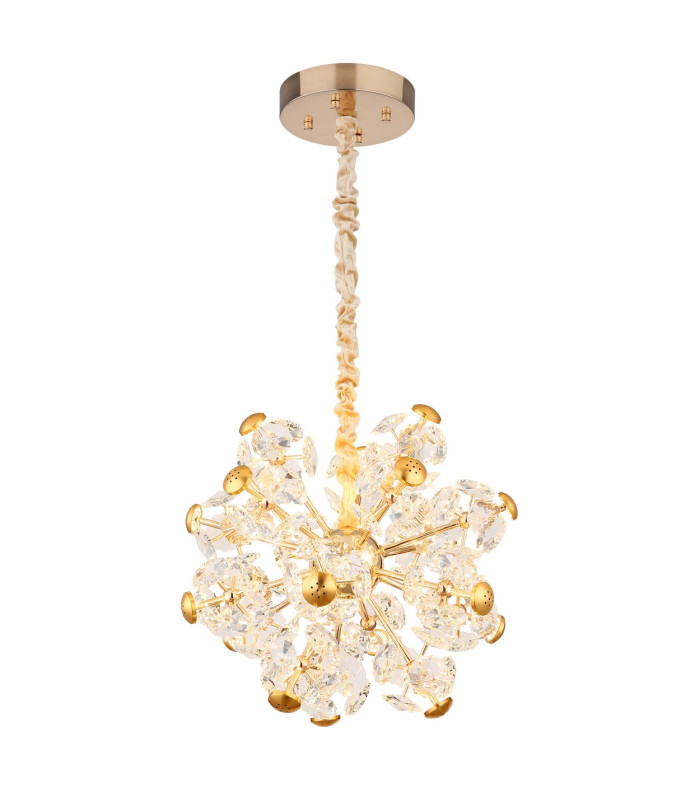 Floriella Pendant Ceiling Light Gold Colors Crystals Clear Glass Shade LED 3000K-1