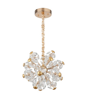 Floriella Pendant Ceiling Light Gold Colors Crystals Clear Glass Shade LED 3000K-2