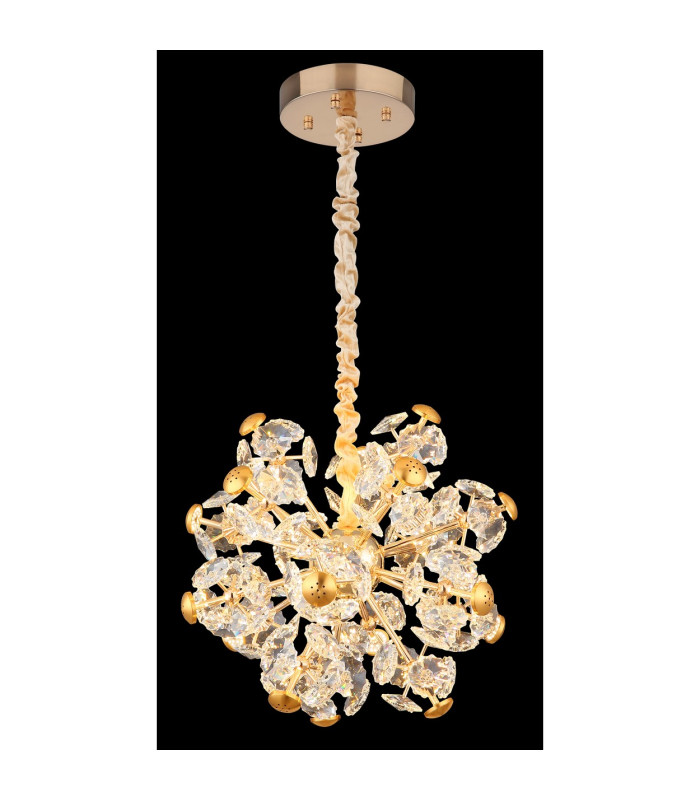 Floriella Pendant Ceiling Light Gold Colors Crystals Clear Glass Shade LED 3000K-4