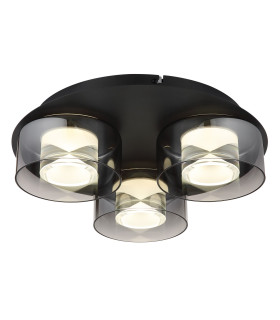 Belinda Shade Cluster Ceiling Light Matt Black Smoke Glass Shade 3x LED 4000K-1