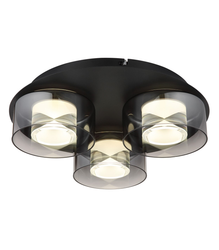 Belinda Shade Cluster Ceiling Light Matt Black Smoke Glass Shade 3x LED 4000K-1