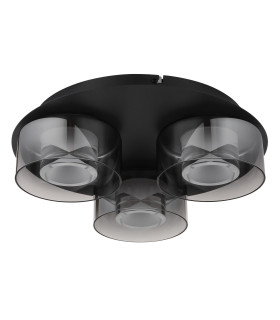 Belinda Shade Cluster Ceiling Light Matt Black Smoke Glass Shade 3x LED 4000K-2