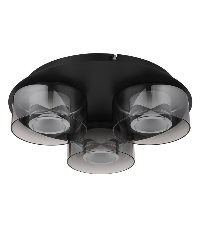 Belinda Shade Cluster Ceiling Light Matt Black Smoke Glass Shade 3x LED 4000K-2