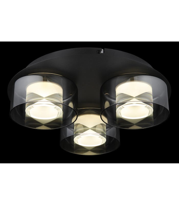 Belinda Shade Cluster Ceiling Light Matt Black Smoke Glass Shade 3x LED 4000K-3