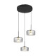 Belinda Cluster Pendant Ceiling Light Matt Black Smoke Glass Shade 3x LED 4000K-1