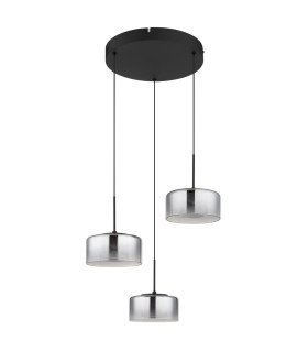 Belinda Cluster Pendant Ceiling Light Matt Black Smoke Glass Shade 3x LED 4000K-2