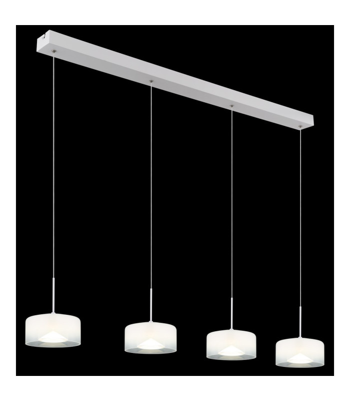 Belinda Bar Pendant Ceiling Light White Matt Opal Glass Shade 4x LED 4000K-4