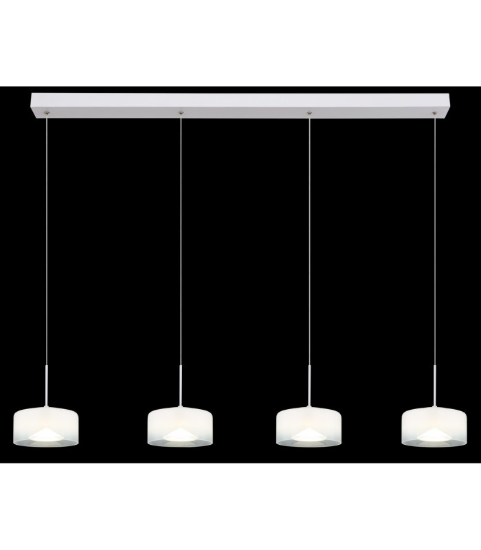 Belinda Bar Pendant Ceiling Light White Matt Opal Glass Shade 4x LED 4000K-5
