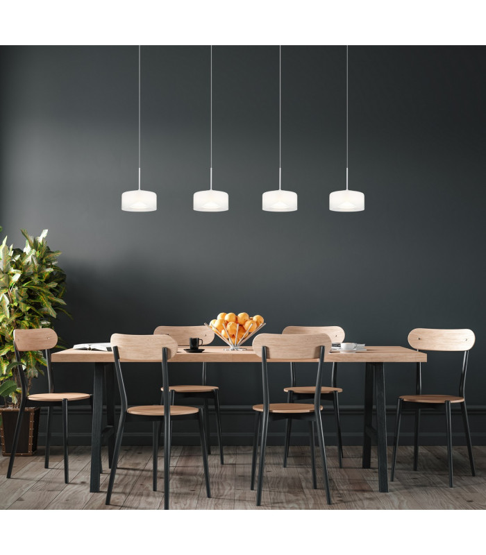 Belinda Bar Pendant Ceiling Light White Matt Opal Glass Shade 4x LED 4000K-6