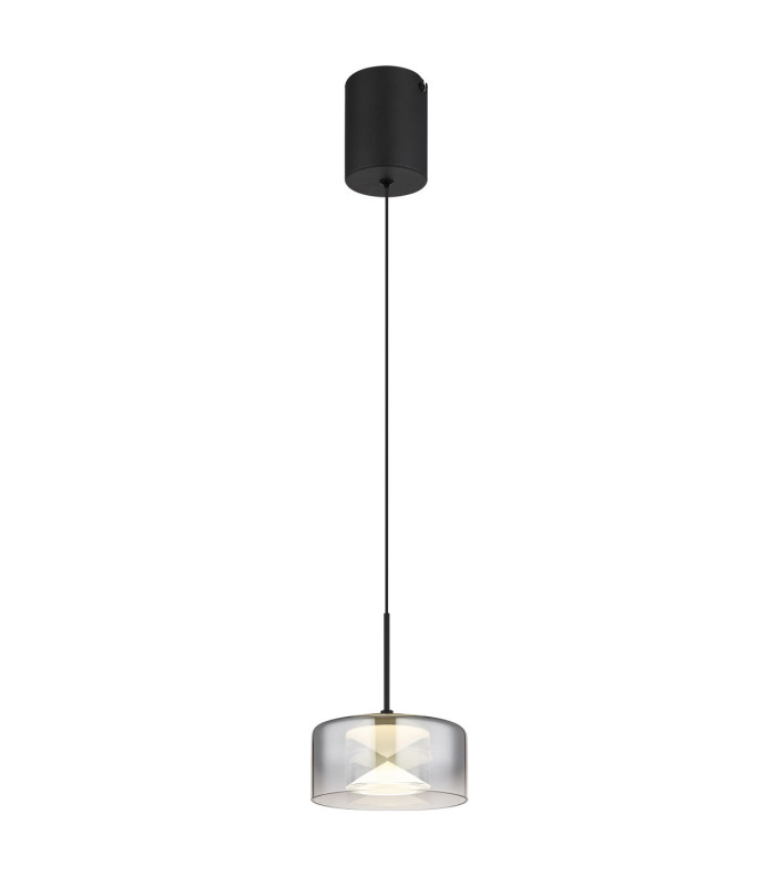 Belinda Slim Pendant Ceiling Light Matt Black Smoke Glass Shade LED 4000K-1