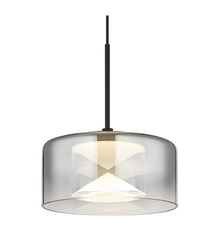 Belinda Slim Pendant Ceiling Light Matt Black Smoke Glass Shade LED 4000K-3