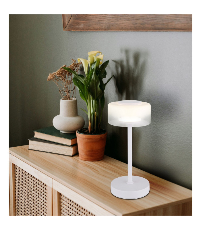 Belinda Integrated LED Table Lamp White Matt Opal Glass Shade LED 4000K-8