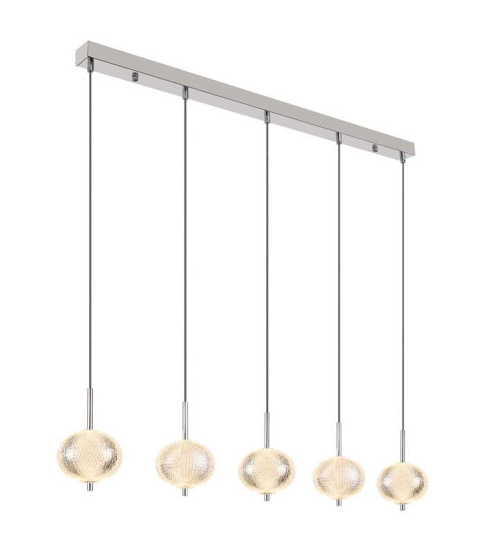 Aida Bar Pendant Ceiling Light Chrome 5x LED 3000-4500K-7