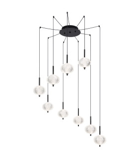 Aida Cluster Pendant Ceiling Light Matt Black 9x LED 3000-4500K-1