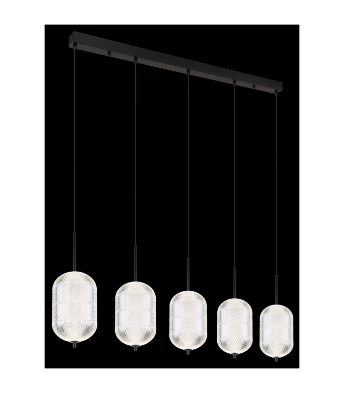 Kurius Bar Pendant Ceiling Light Matt Black 5x LED 3000-4500K-5