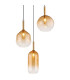 Lopusa Cluster Pendant Ceiling Light Matt Black Amber Glass Shade 3x G9-3