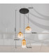 Lopusa Cluster Pendant Ceiling Light Matt Black Amber Glass Shade 3x G9-6