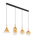Lopusa Bar Pendant Ceiling Light Matt Black Amber Glass Shade 4x G9-1