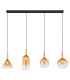 Lopusa Bar Pendant Ceiling Light Matt Black Amber Glass Shade 4x G9-3