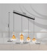 Lopusa Bar Pendant Ceiling Light Matt Black Amber Glass Shade 4x G9-8