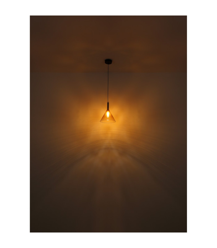 Lopusa Globe Slim Pendant Ceiling Light Matt Black Amber Glass Shade 1x G9-5
