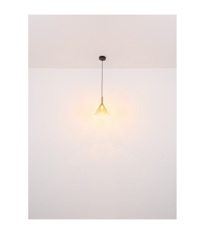 Lopusa Globe Slim Pendant Ceiling Light Matt Black Amber Glass Shade 1x G9-6