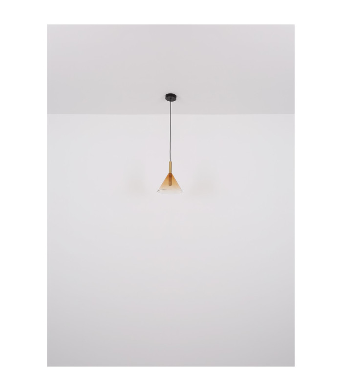 Lopusa Globe Slim Pendant Ceiling Light Matt Black Amber Glass Shade 1x G9-7