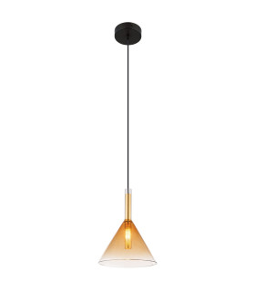Lopusa Dome Slim Pendant Ceiling Light Matt Black Amber Glass Shade 1x G9-1