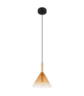Lopusa Dome Slim Pendant Ceiling Light Matt Black Amber Glass Shade 1x G9-2