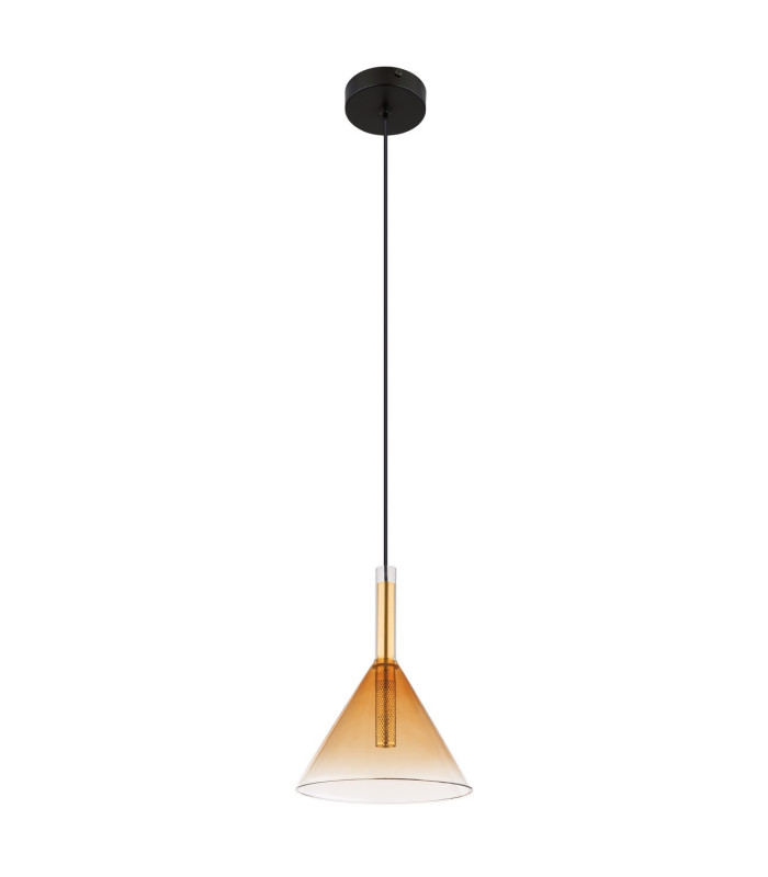 Lopusa Dome Slim Pendant Ceiling Light Matt Black Amber Glass Shade 1x G9-2