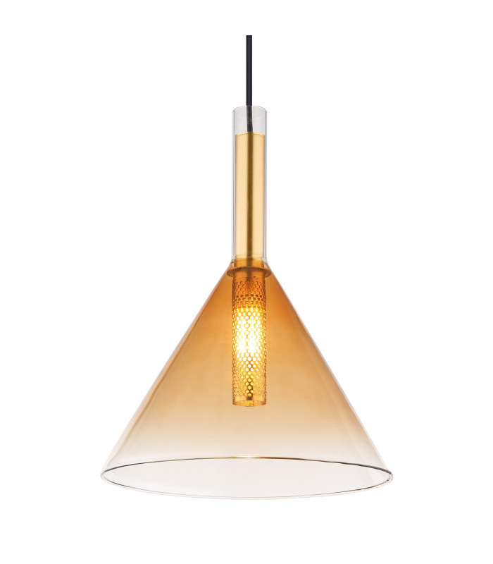 Lopusa Dome Slim Pendant Ceiling Light Matt Black Amber Glass Shade 1x G9-3