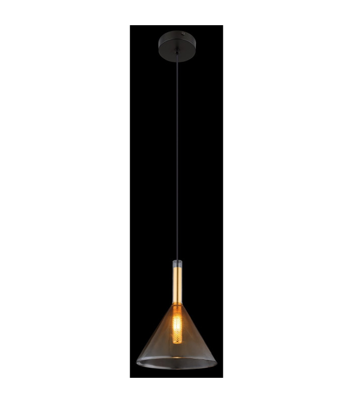 Lopusa Dome Slim Pendant Ceiling Light Matt Black Amber Glass Shade 1x G9-4