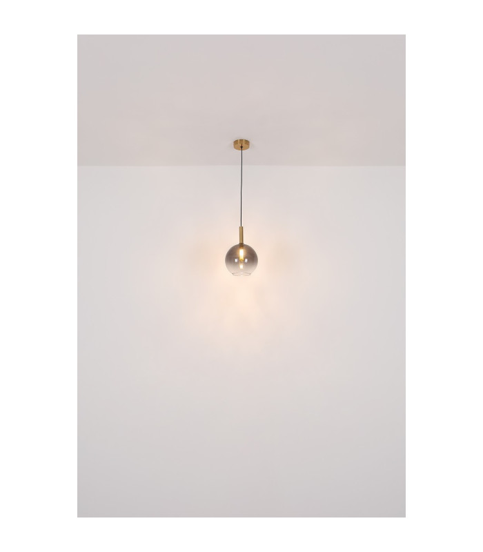 Elisabeth Cluster Pendant Ceiling Light Brass-Coloured Smoke Glass Shade 3x G9-6