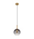 Elisabeth Globe Slim Pendant Ceiling Light Brass-Coloured Smoke Glass Shade 1x G9-1