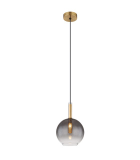 Elisabeth Globe Slim Pendant Ceiling Light Brass-Coloured Smoke Glass Shade 1x G9-1