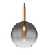 Elisabeth Globe Slim Pendant Ceiling Light Brass-Coloured Smoke Glass Shade 1x G9-2