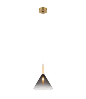 Elisabeth Dome Slim Pendant Ceiling Light Brass-Coloured Smoke Glass Shade 1x G9-1