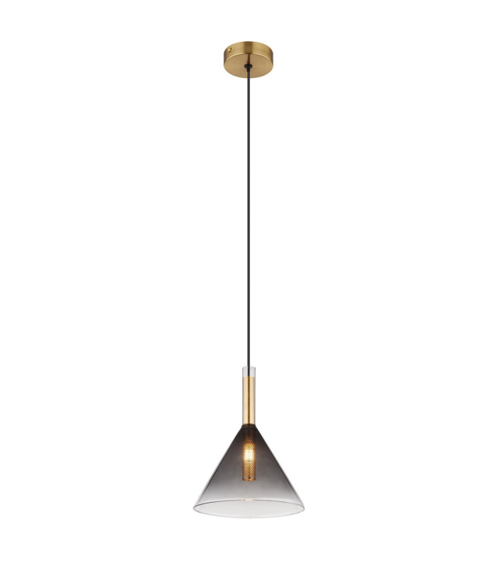Elisabeth Dome Slim Pendant Ceiling Light Brass-Coloured Smoke Glass Shade 1x G9-1