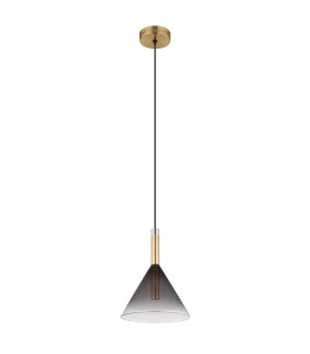 Elisabeth Dome Slim Pendant Ceiling Light Brass-Coloured Smoke Glass Shade 1x G9-2